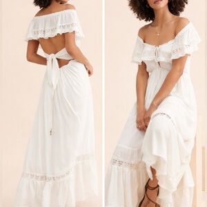 Free People Moonlight Ocean Maxi Dress Off Shoulder Lace Maternity - Size M